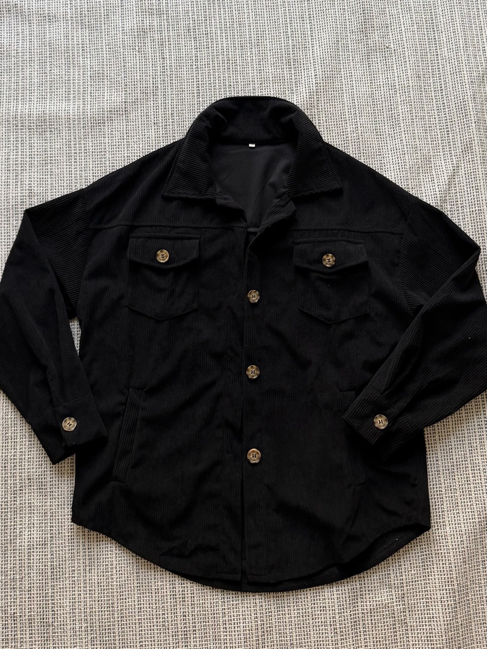 Classic Corduroy Ribbed Black Shacket
Women's Size Small Oversized